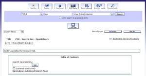 OpenLibrary search box screenshot